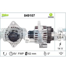 Генератор 120A ORIGINS NEW 93169032 93169032 93180102 Valéo 849107