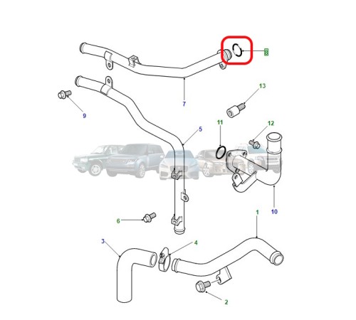 Кольцо уплотнительное патрубка Range Rover P38 V8 Discovery 2 ERR6434
