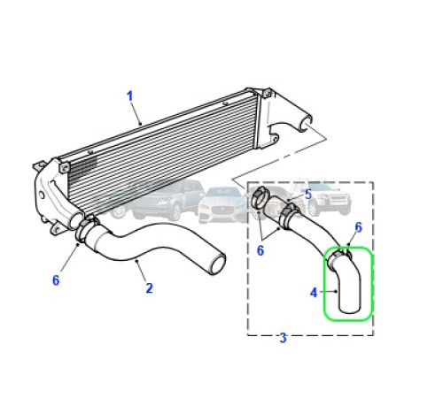Патрубок интеркулера Range Rover P38 2.5TD ESR1483
