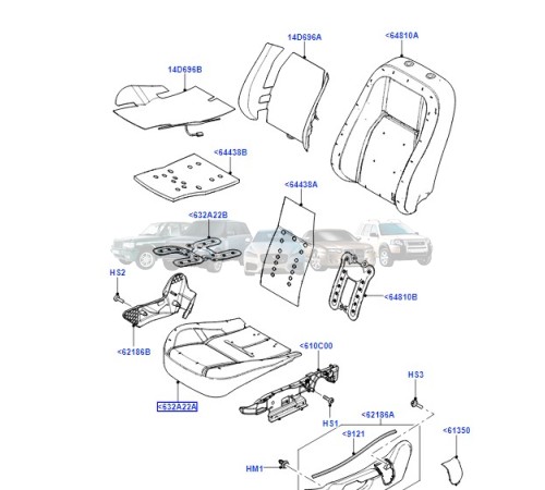 Набивка сиденья нижняя Range Rover L322 HGB500200 Land Rover