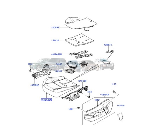 Набивка сиденья нижняя Range Rover L322 HGB500200 Land Rover