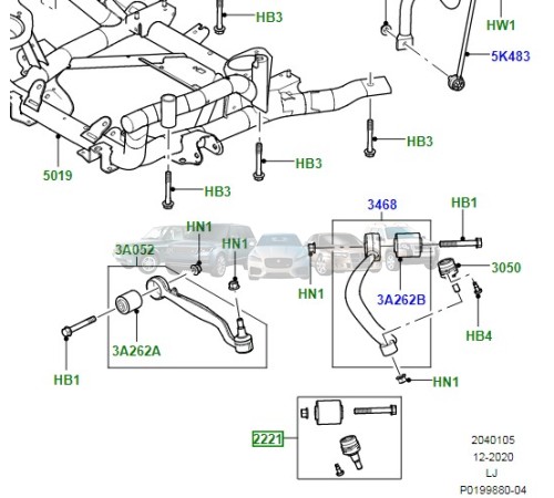 Комплект ремонтный рычагов передних Range Rover L322 LR067001 Land Rover