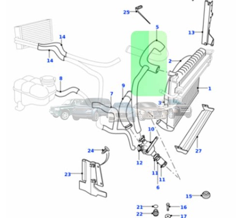 Патрубок радиатора верхний Range Rover P38 V8 PCH000900 Land Rover