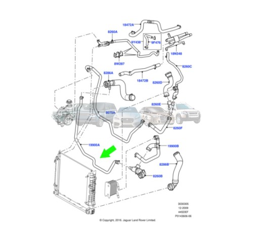 Патрубок системы охлаждения Range Rover L322 V8 4.2/4.4 PCH501950