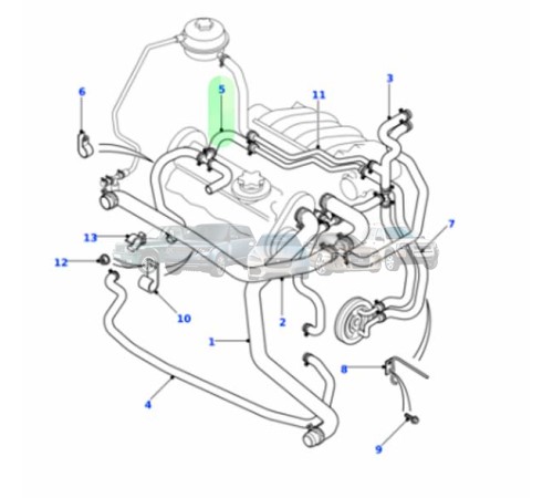 Патрубок охлаждения Freelander 2.5 KV6 PEH000040