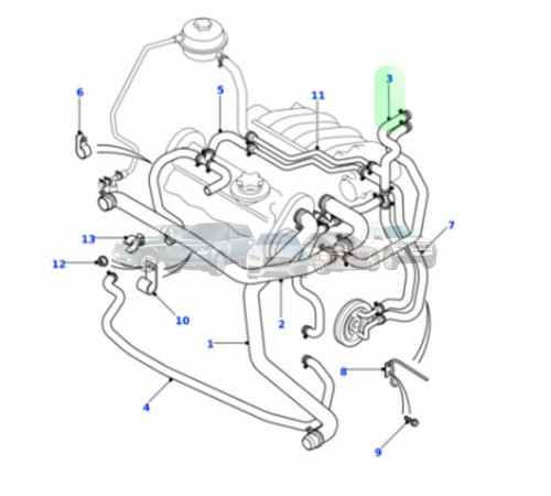 Патрубки охлаждения Freelander 2.5 KV6 PEH000350