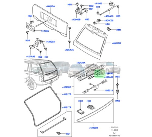 Плафон освещения номера Range Rover L322 XFJ000020 Land Rover